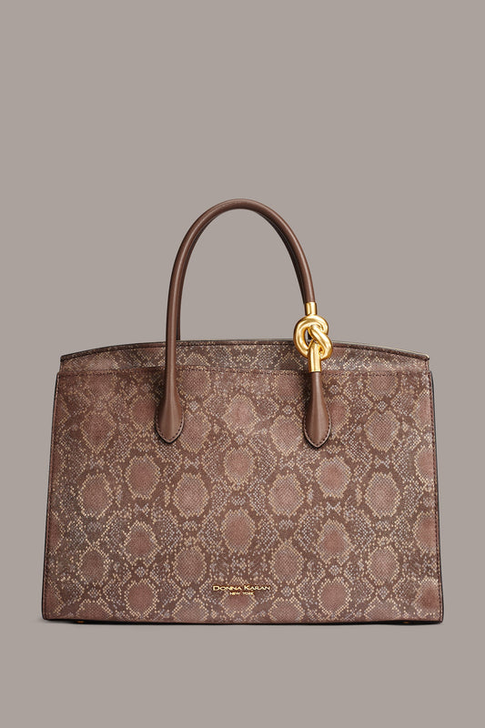 Brown Multi LODEN SNAKE-EFFECT SATCHEL BAG Donna Karan