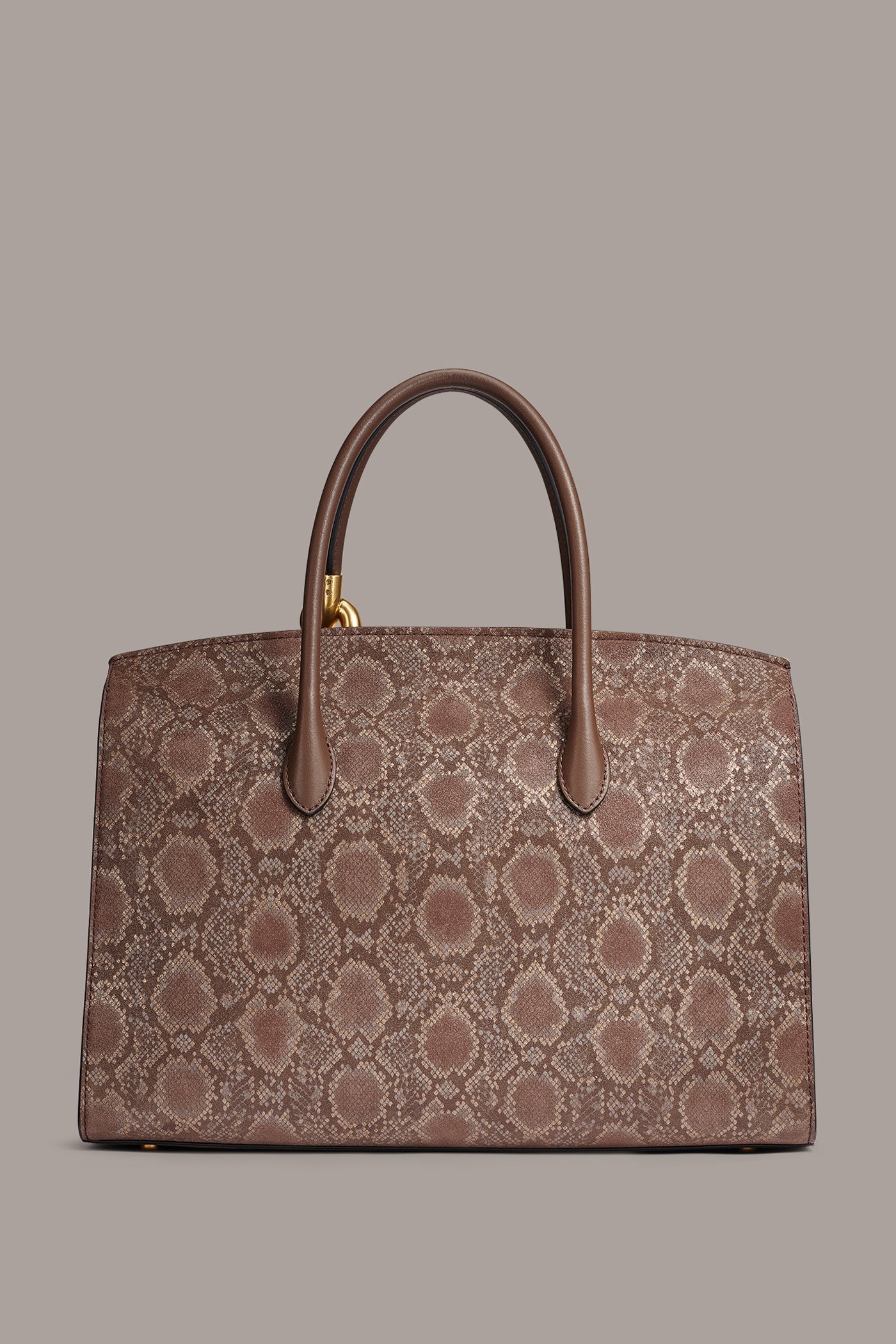 Brown Multi LODEN SNAKE-EFFECT SATCHEL BAG Donna Karan