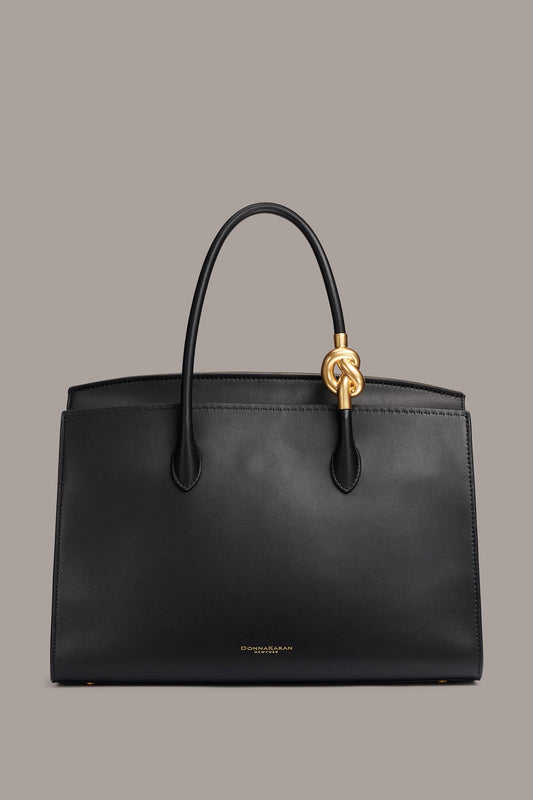 Black / Gold LODEN SATCHEL Donna Karan
