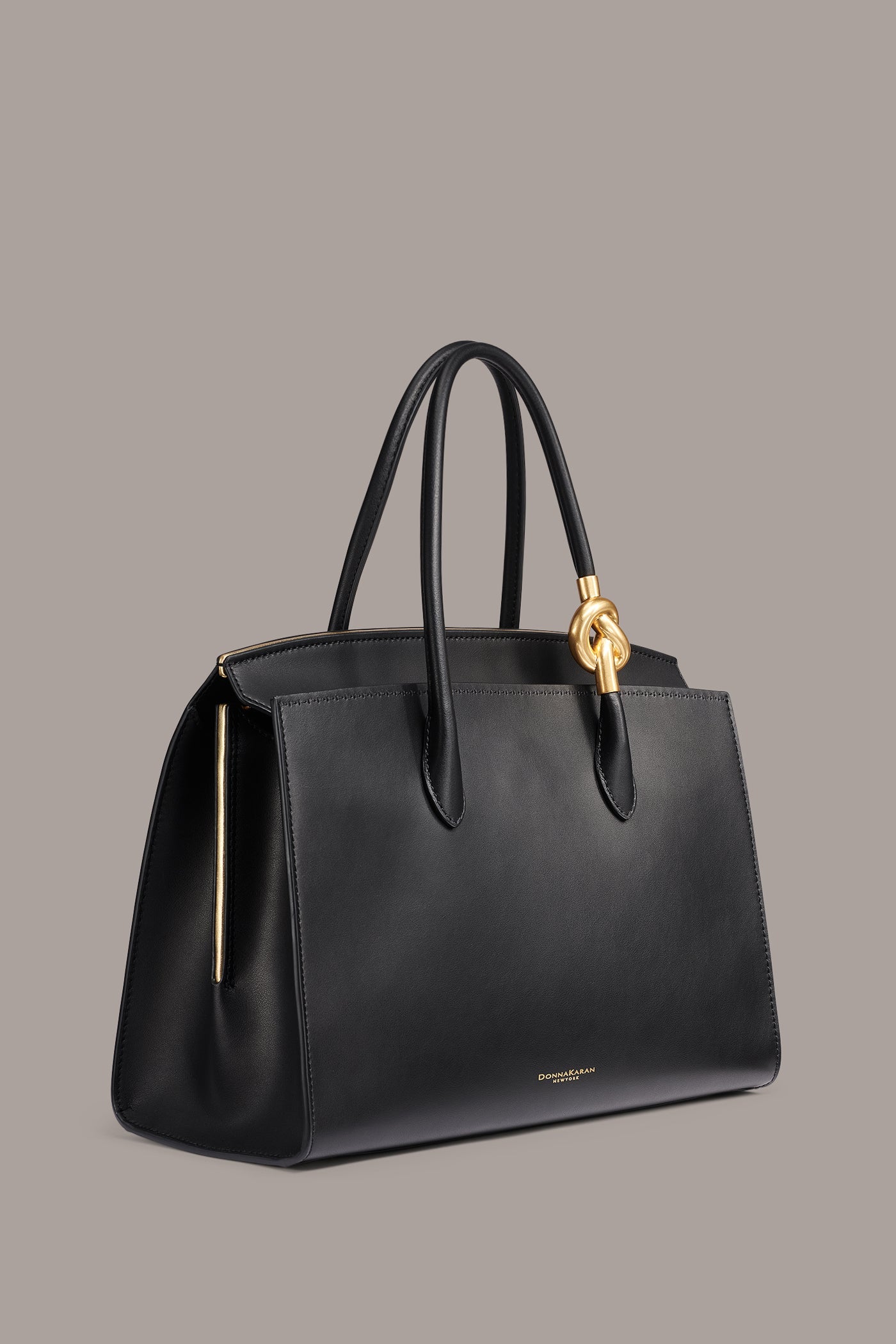 Black / Gold LODEN SATCHEL Donna Karan
