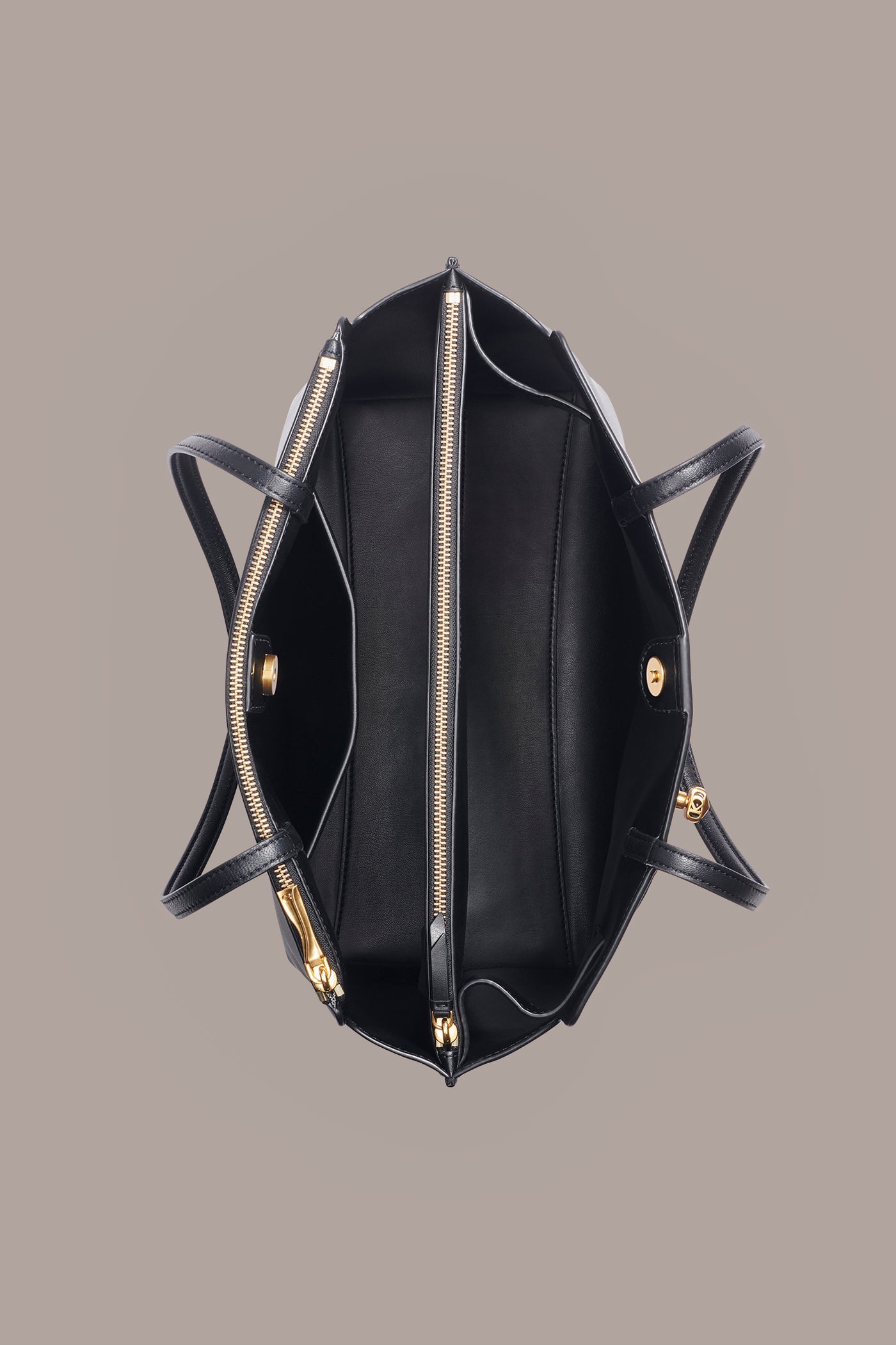 Black / Gold BRIDGEHAMPTON LEATHER TOTE Donna Karan