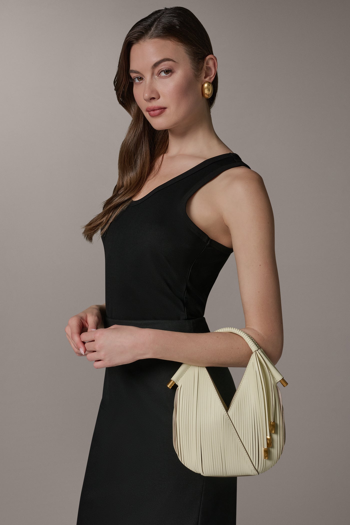 Butter Cream BALDWIN LASER-CUT LEATHER MICRO CROSSBODY BAG Donna Karan
