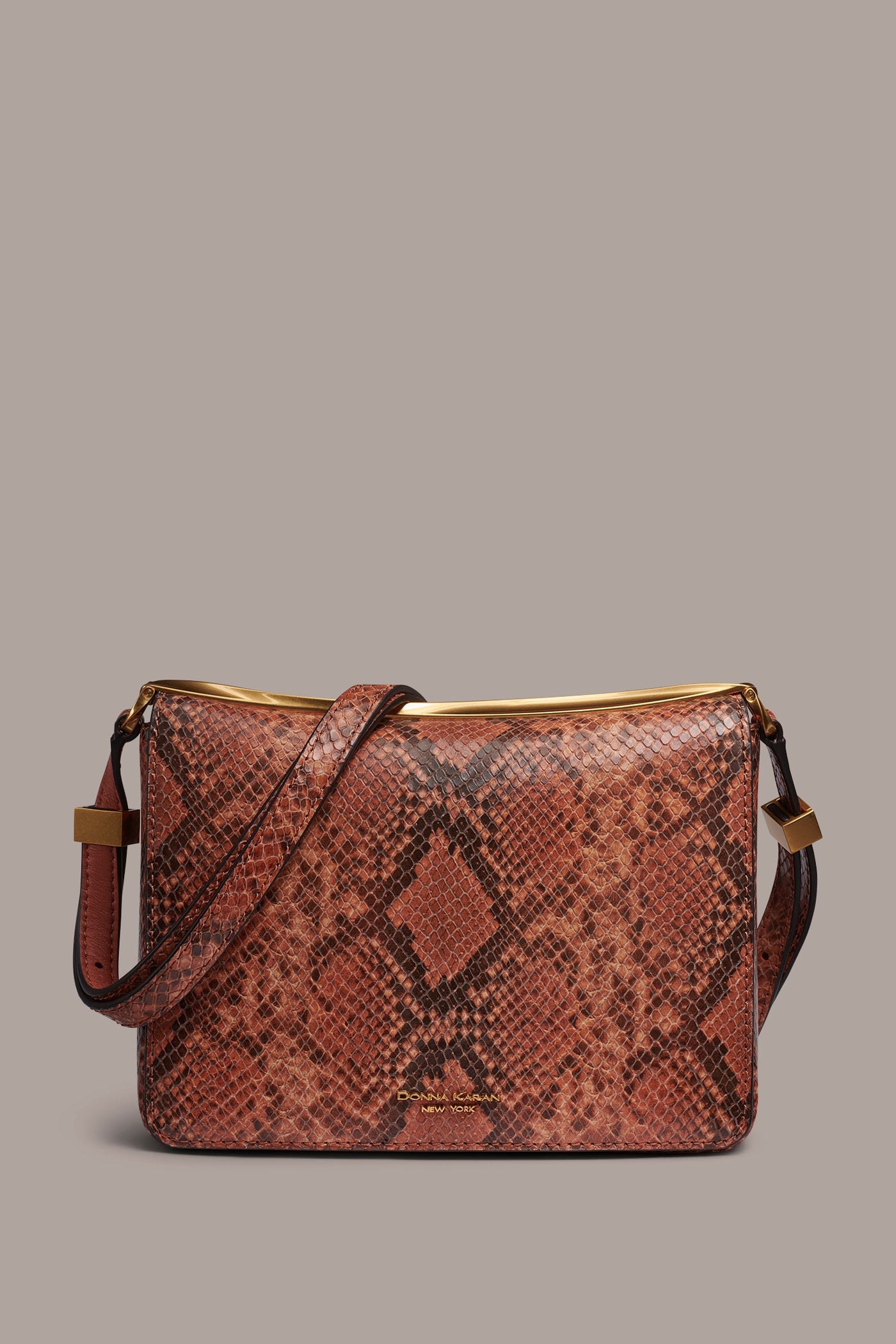 Amber JERICHO SNAKE-EFFECT LEATHER SHOULDER BAG Donna Karan