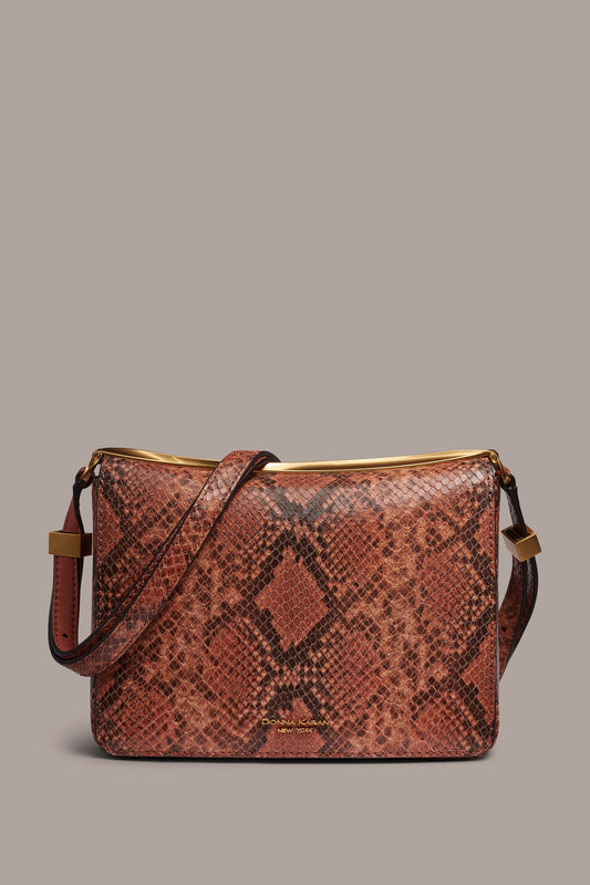 Amber JERICHO SNAKE-EFFECT LEATHER SHOULDER BAG Donna Karan