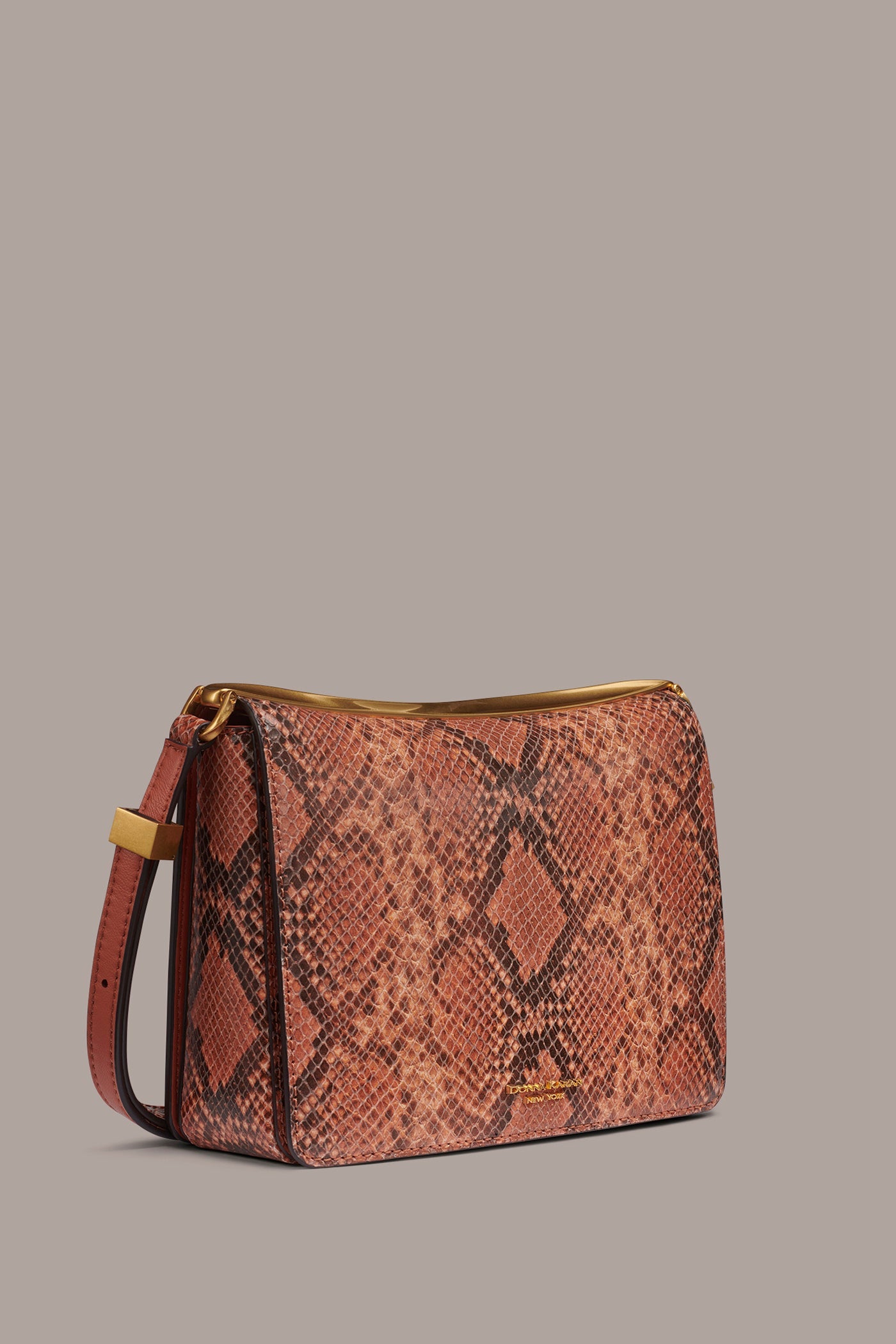 Amber JERICHO SNAKE-EFFECT LEATHER SHOULDER BAG Donna Karan