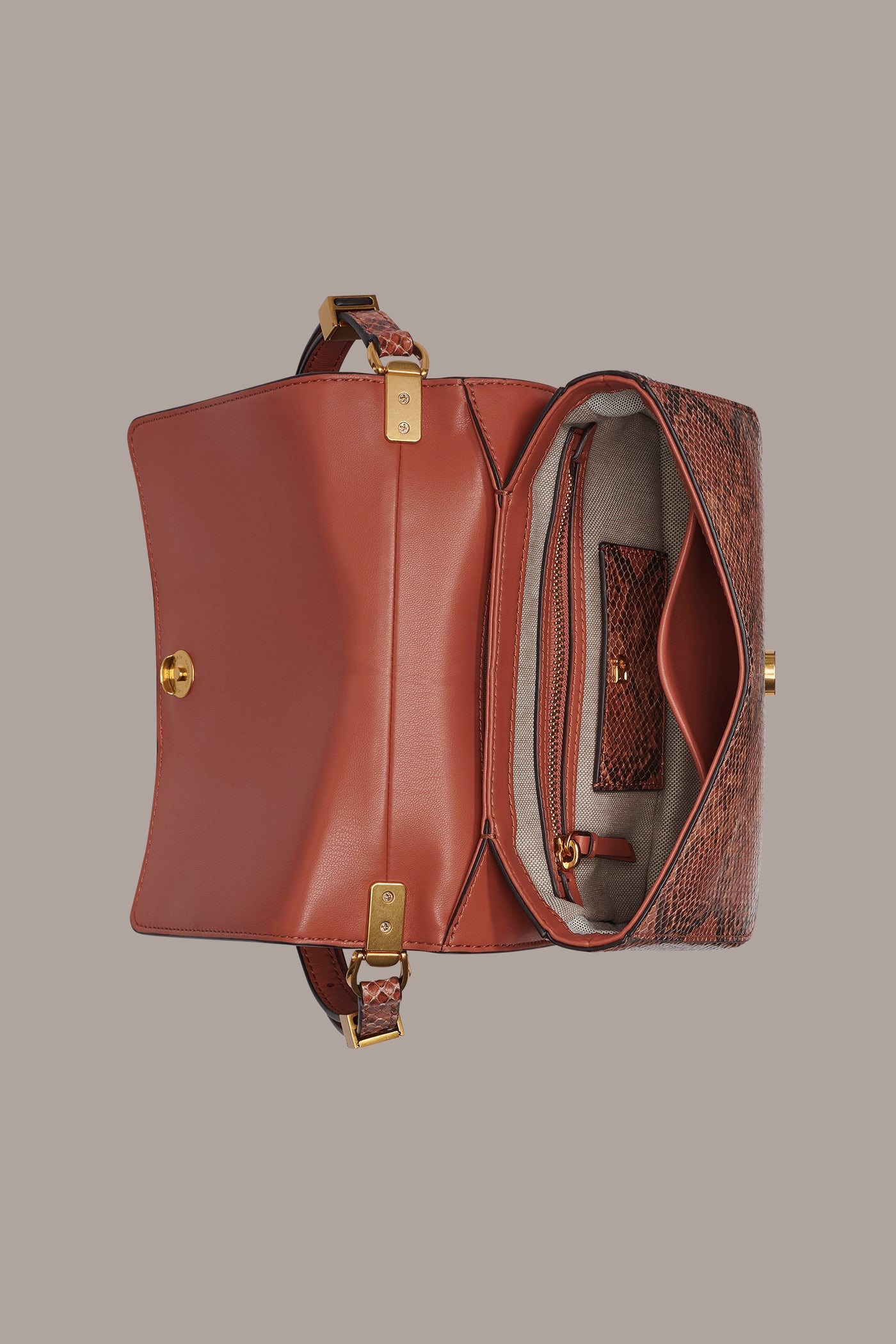 Amber JERICHO SNAKE-EFFECT LEATHER SHOULDER BAG Donna Karan