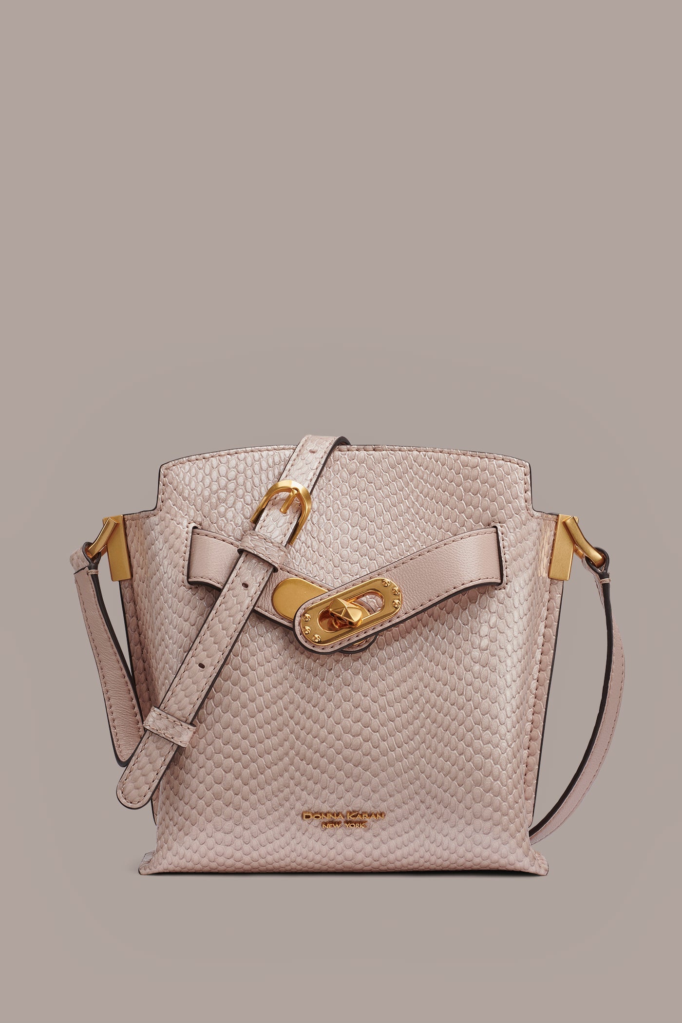 Snow Petal BRIDGEHAMPTON SNAKE-EFFECT LEATHER CROSSBODY BAG Donna Karan