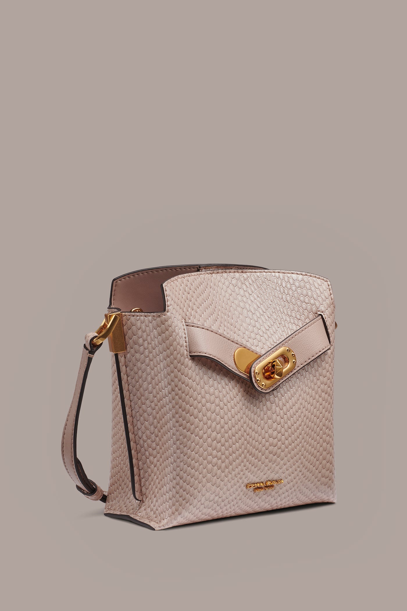 Snow Petal BRIDGEHAMPTON SNAKE-EFFECT LEATHER CROSSBODY BAG Donna Karan