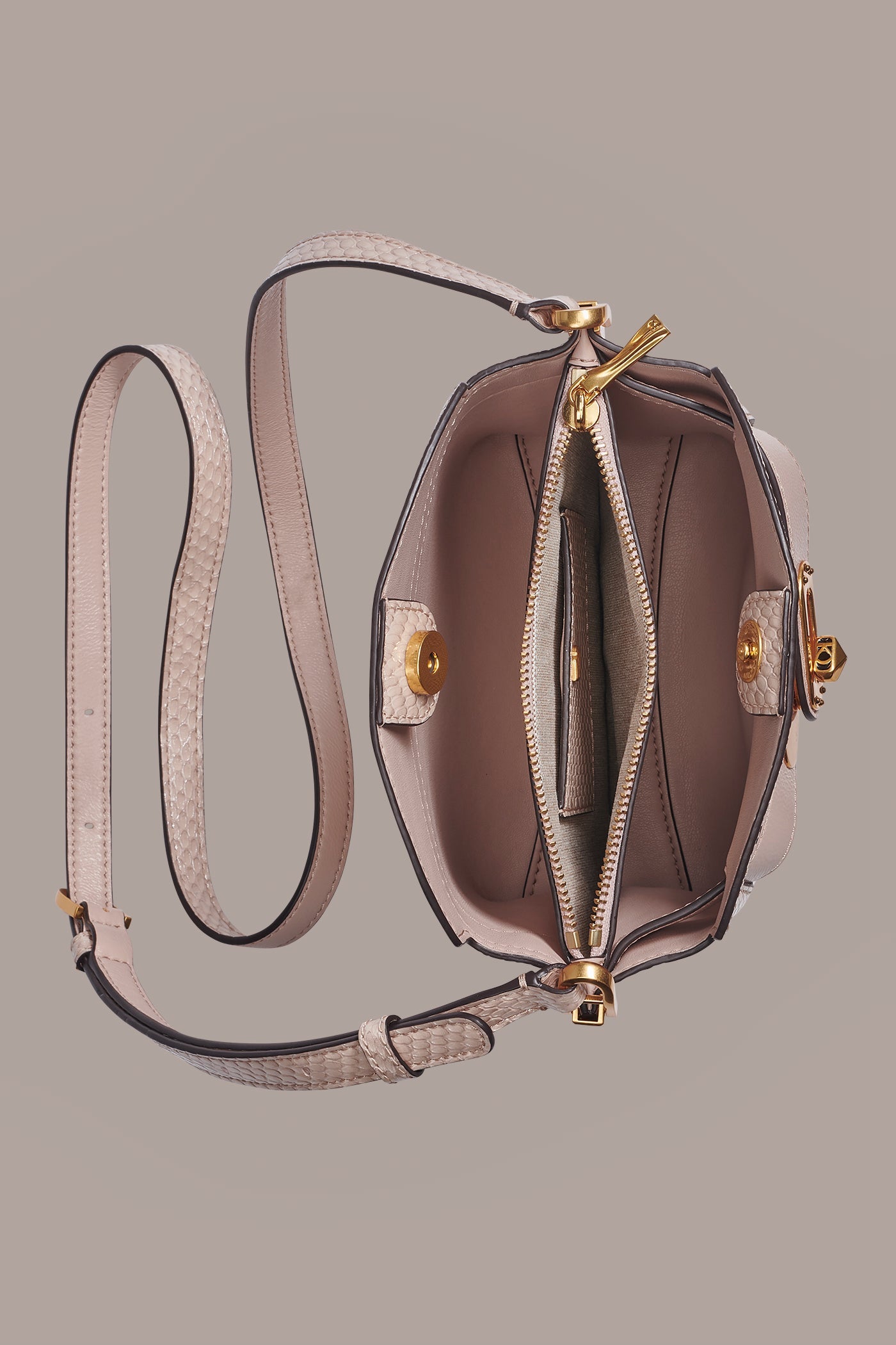 Snow Petal BRIDGEHAMPTON SNAKE-EFFECT LEATHER CROSSBODY BAG Donna Karan