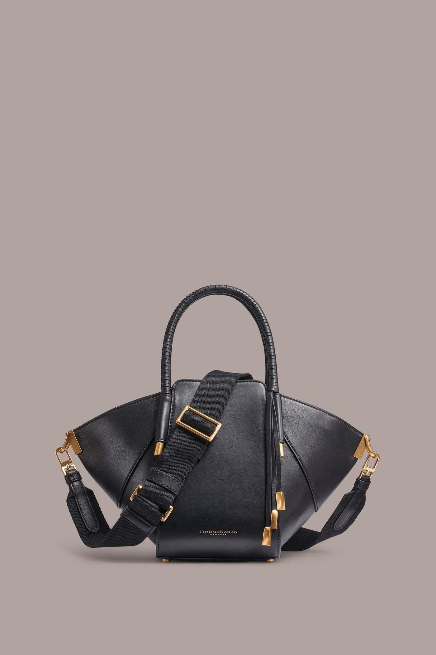 Black / Gold BALDWIN LEATHER CROSSBODY BAG Donna Karan