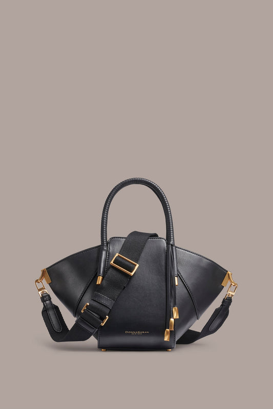Black / Gold BALDWIN LEATHER CROSSBODY BAG Donna Karan