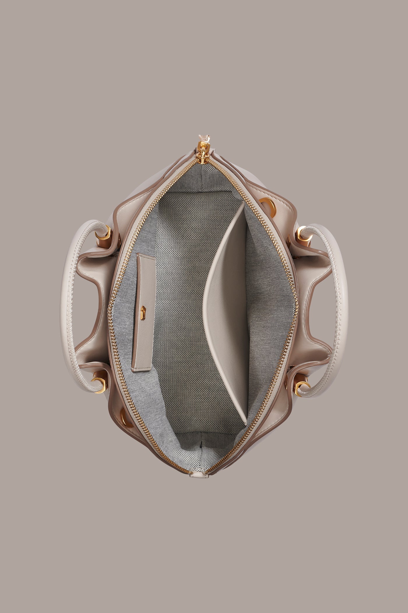 Sand OXFORD LEATHER CROSSBODY BAG Donna Karan