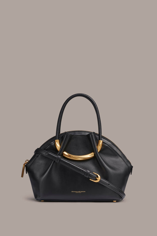 Black / Gold OXFORD LEATHER CROSSBODY BAG Donna Karan