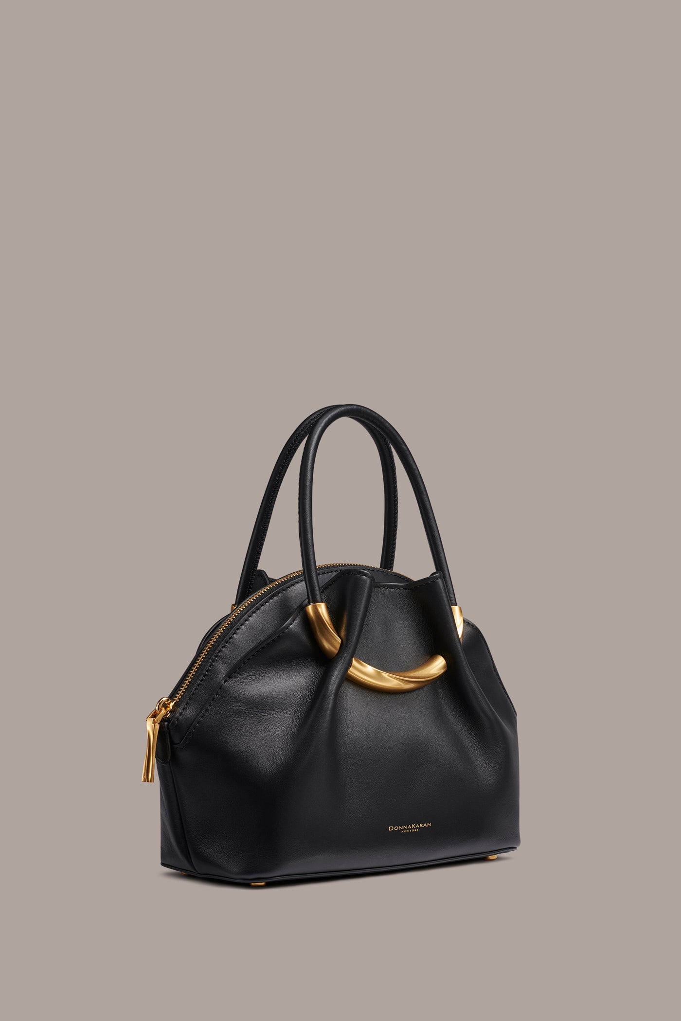 Black / Gold OXFORD LEATHER CROSSBODY BAG Donna Karan