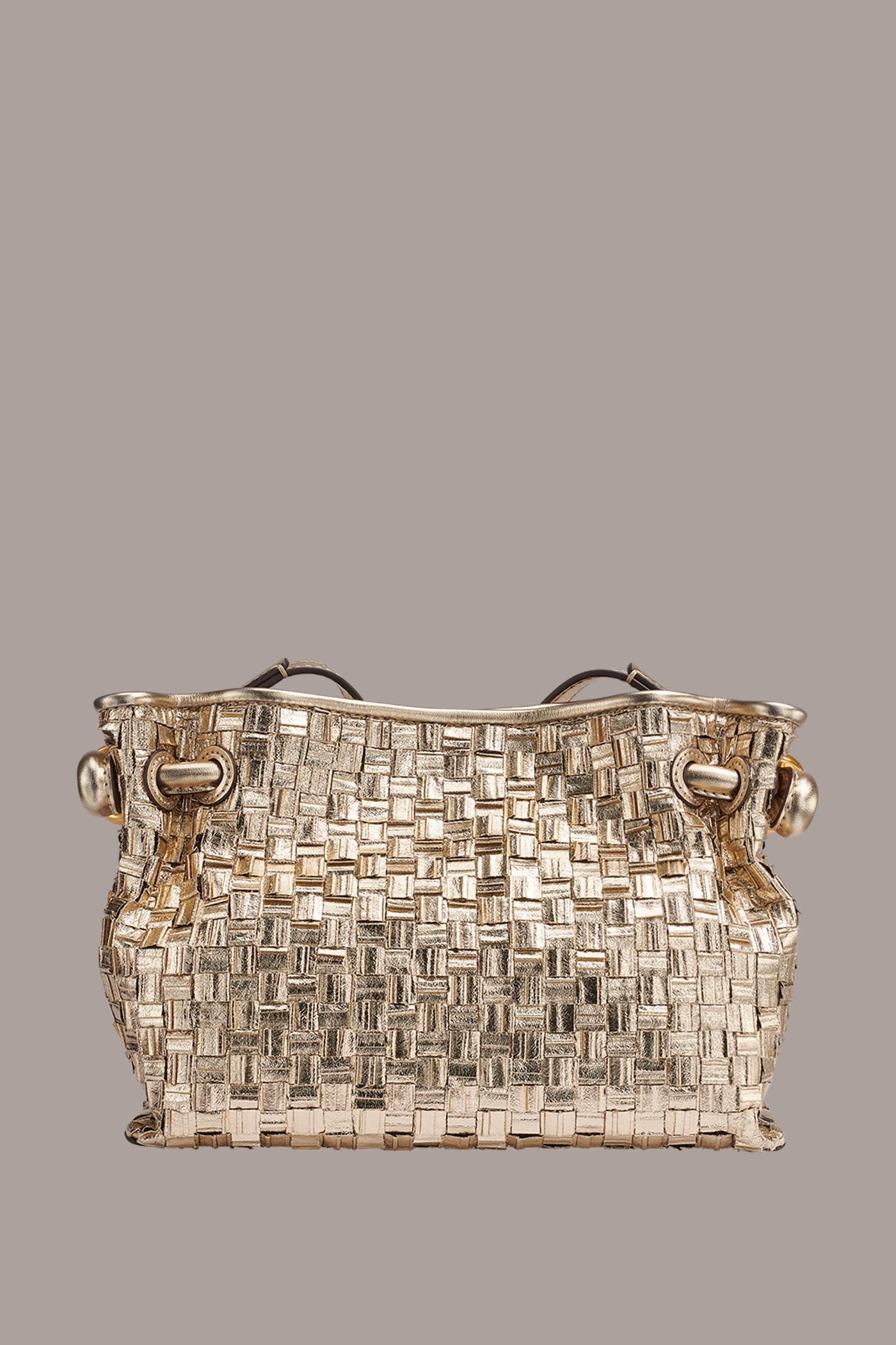 Gold CASHMERE METALLIC BRAIDED CROSSBODY BAG Donna Karan