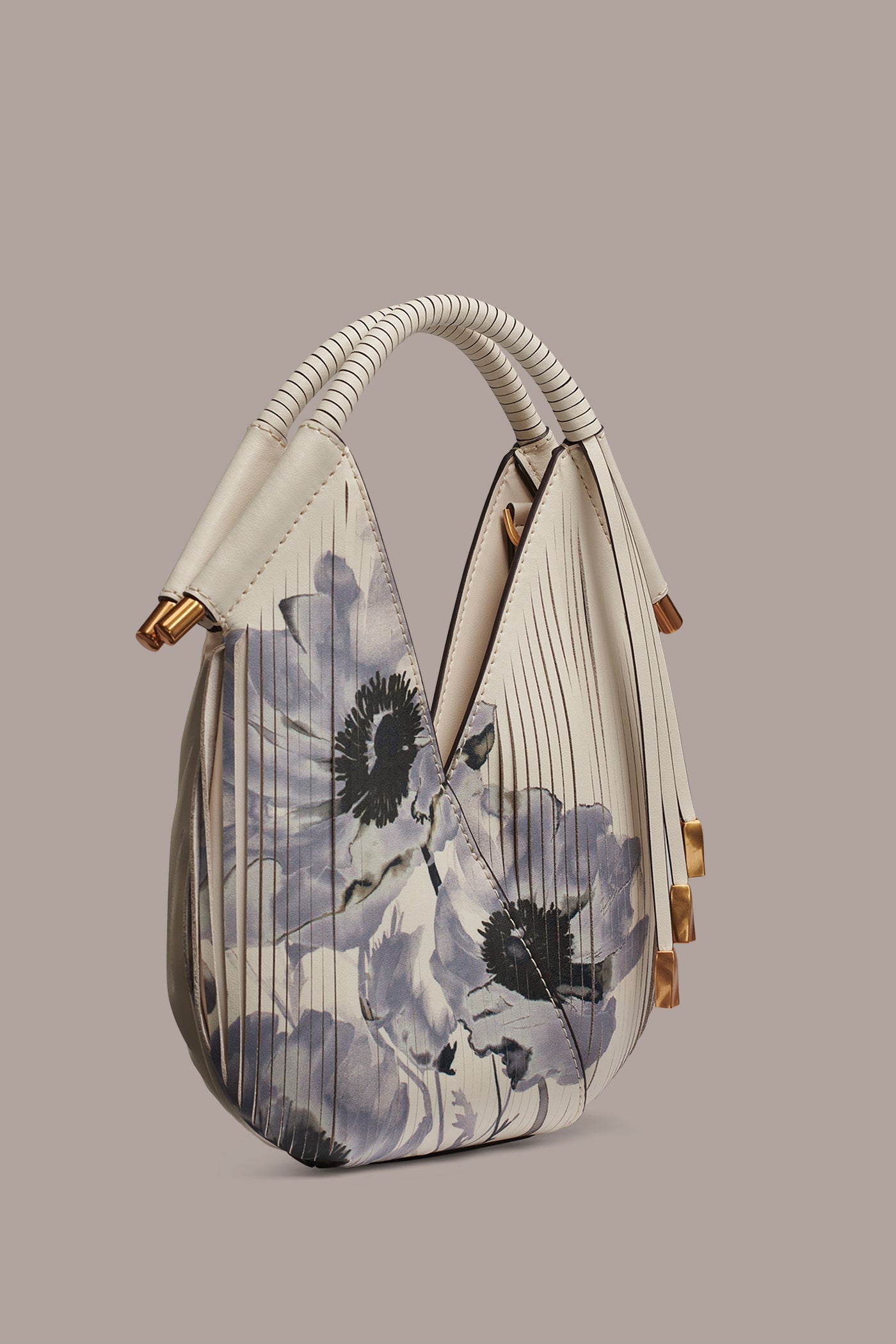 Bone BALDWIN FLORAL LASER-CUT LEATHER MICRO CROSSBODY Donna Karan