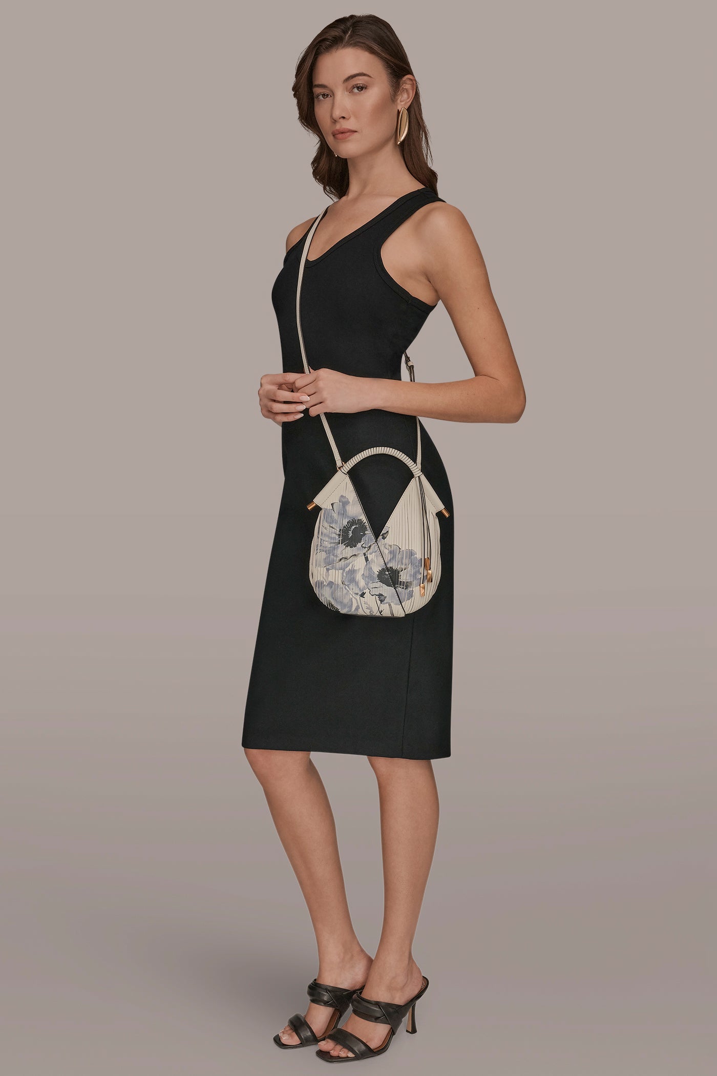 Bone BALDWIN FLORAL LASER-CUT LEATHER MICRO CROSSBODY Donna Karan