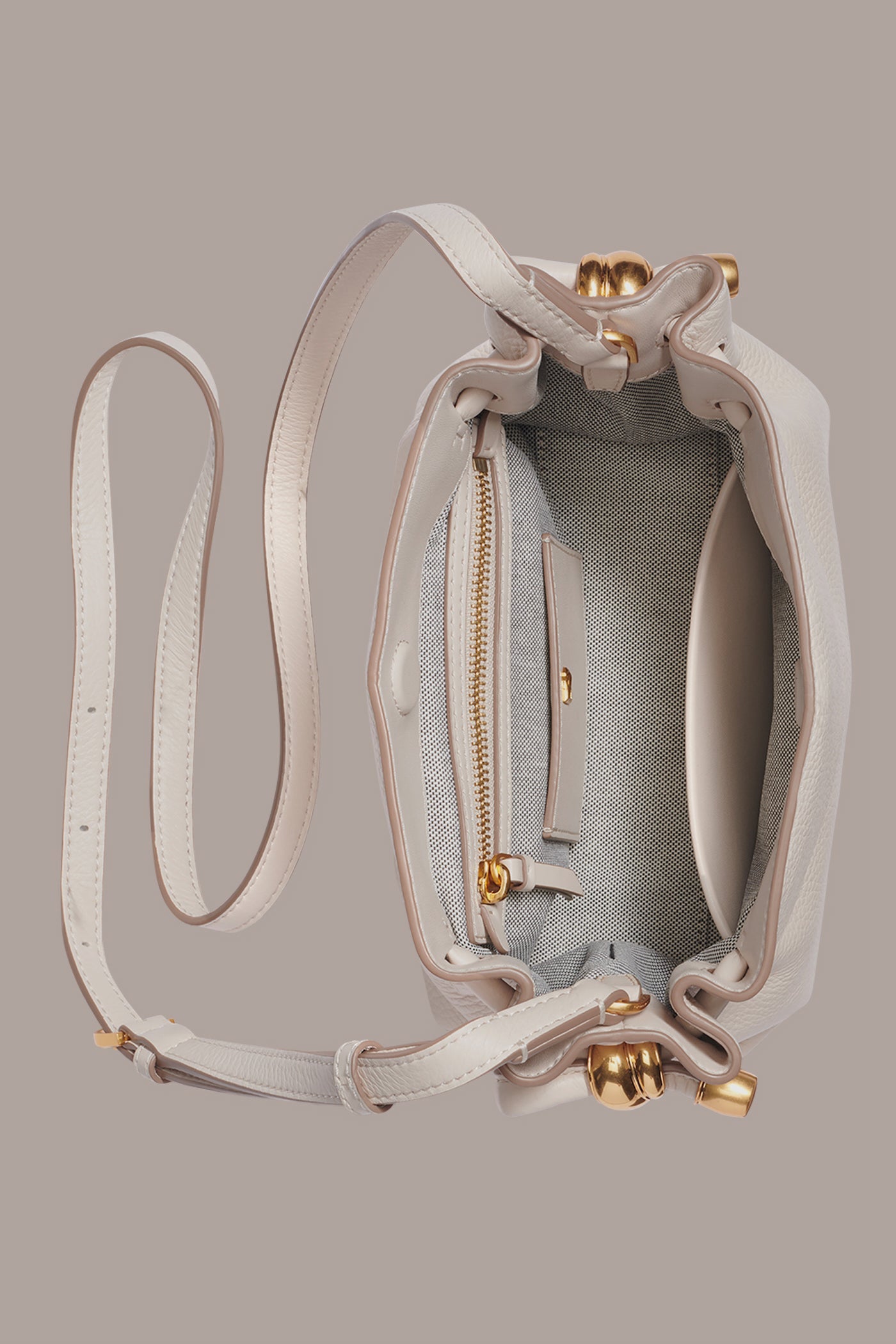 SAND CASHMERE LEATHER CROSSBODY BAG Donna Karan