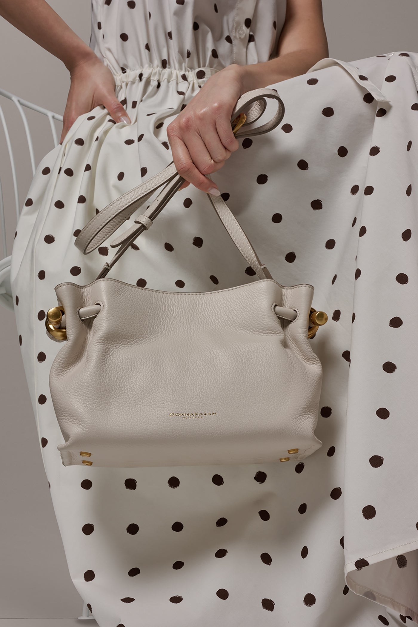 SAND CASHMERE LEATHER CROSSBODY BAG Donna Karan