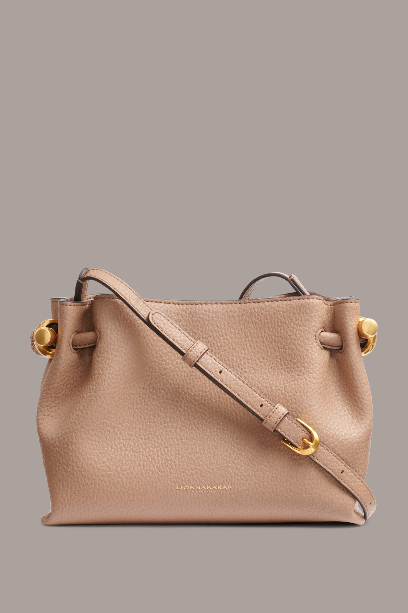 TOASTED ALMOND CASHMERE LEATHER CROSSBODY BAG Donna Karan