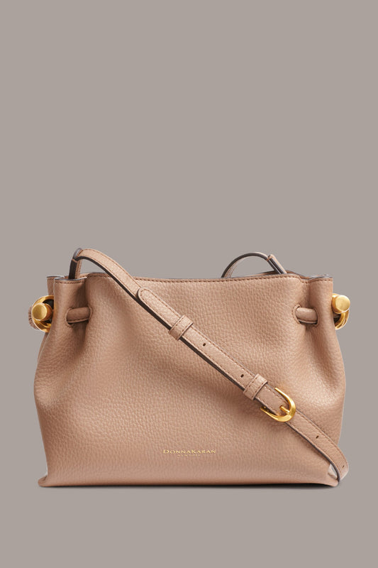 TOASTED ALMOND CASHMERE LEATHER CROSSBODY BAG Donna Karan
