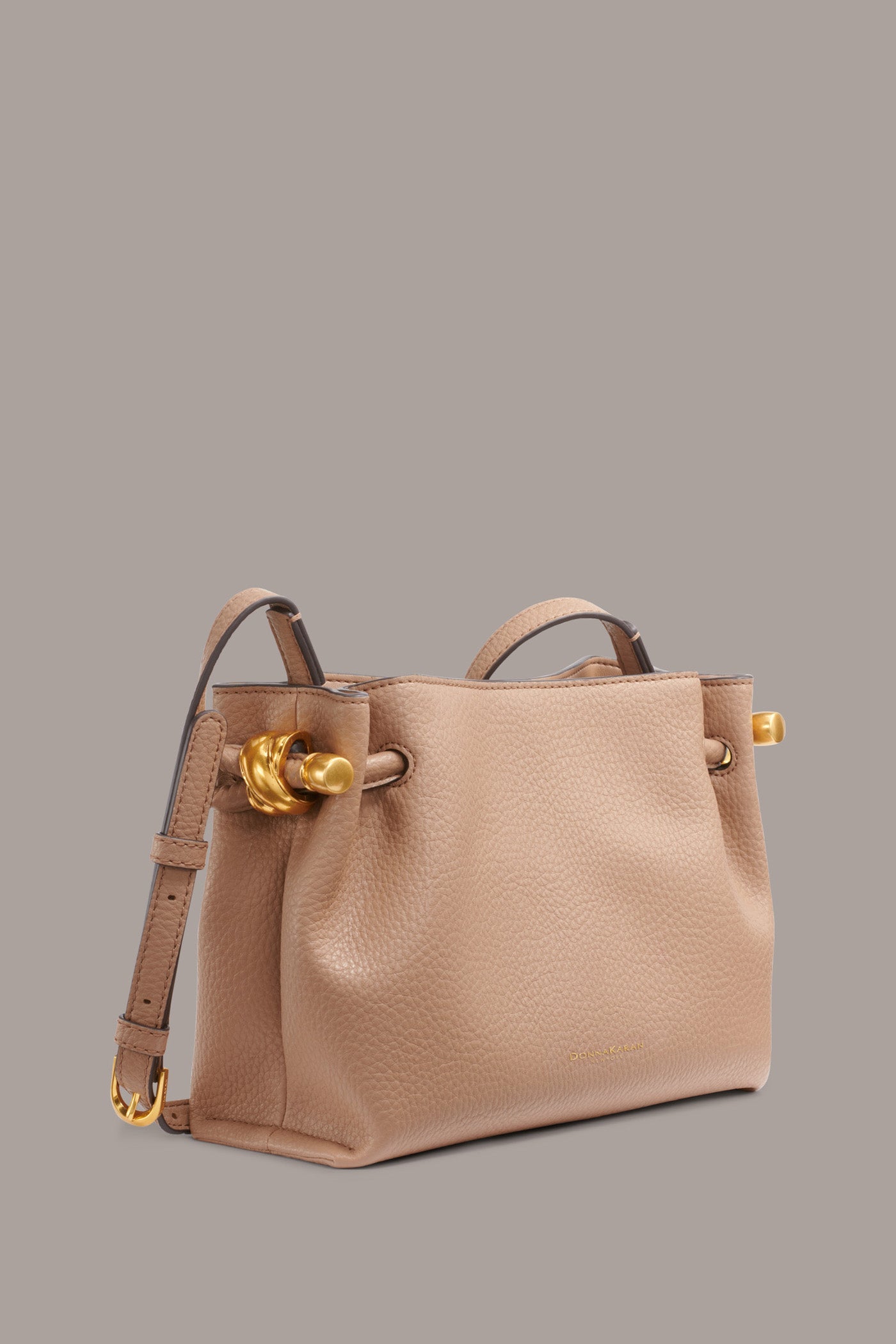 TOASTED ALMOND CASHMERE LEATHER CROSSBODY BAG Donna Karan