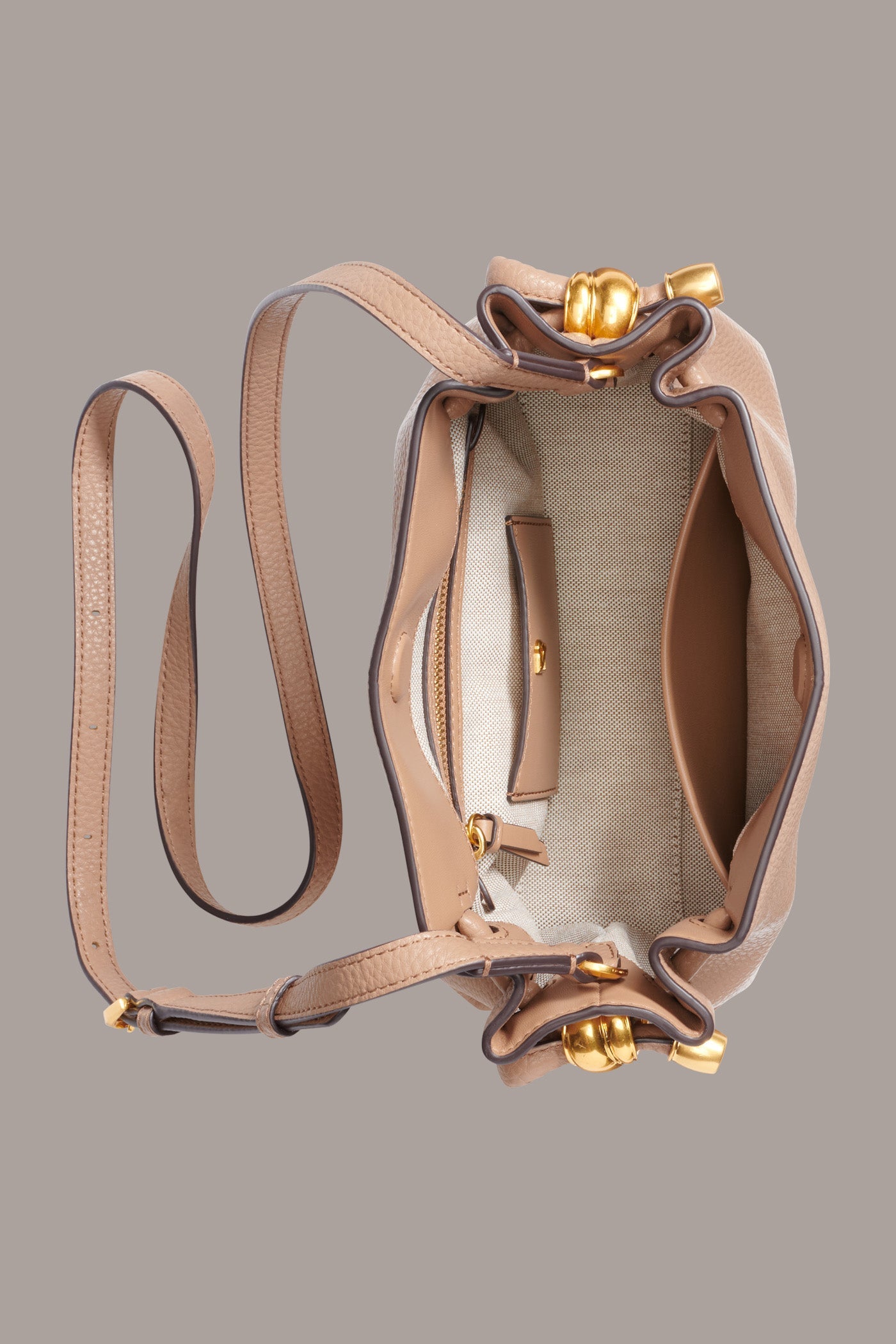 TOASTED ALMOND CASHMERE LEATHER CROSSBODY BAG Donna Karan