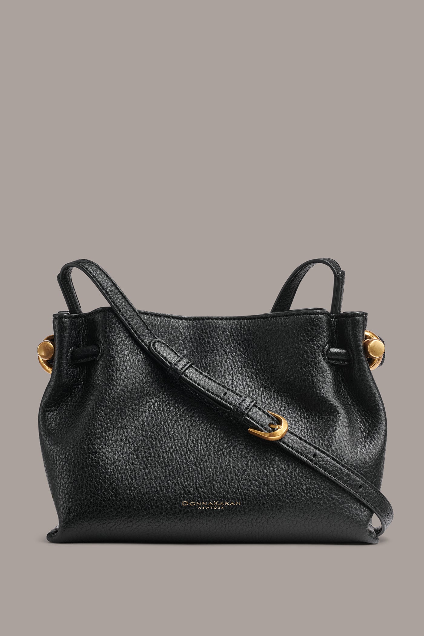 Black CASHMERE LEATHER CROSSBODY BAG Donna Karan