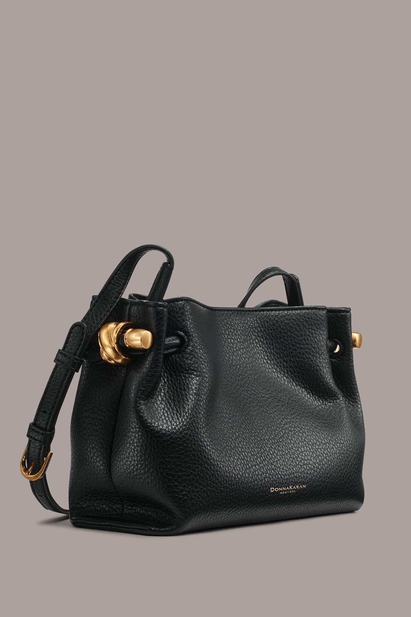 Black CASHMERE LEATHER CROSSBODY BAG Donna Karan