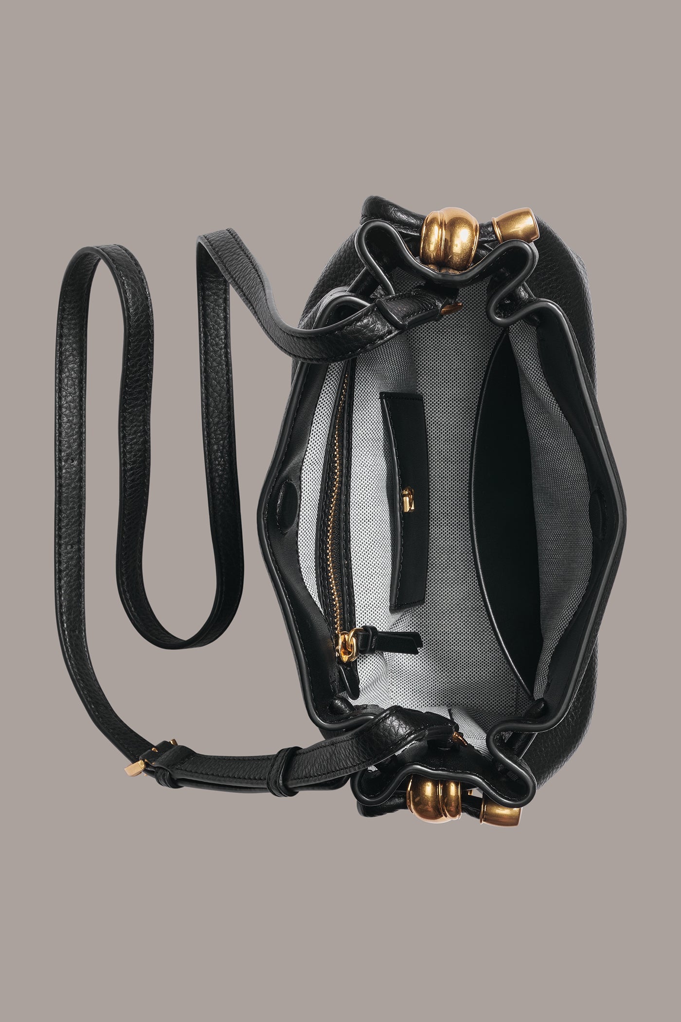 Black CASHMERE LEATHER CROSSBODY BAG Donna Karan