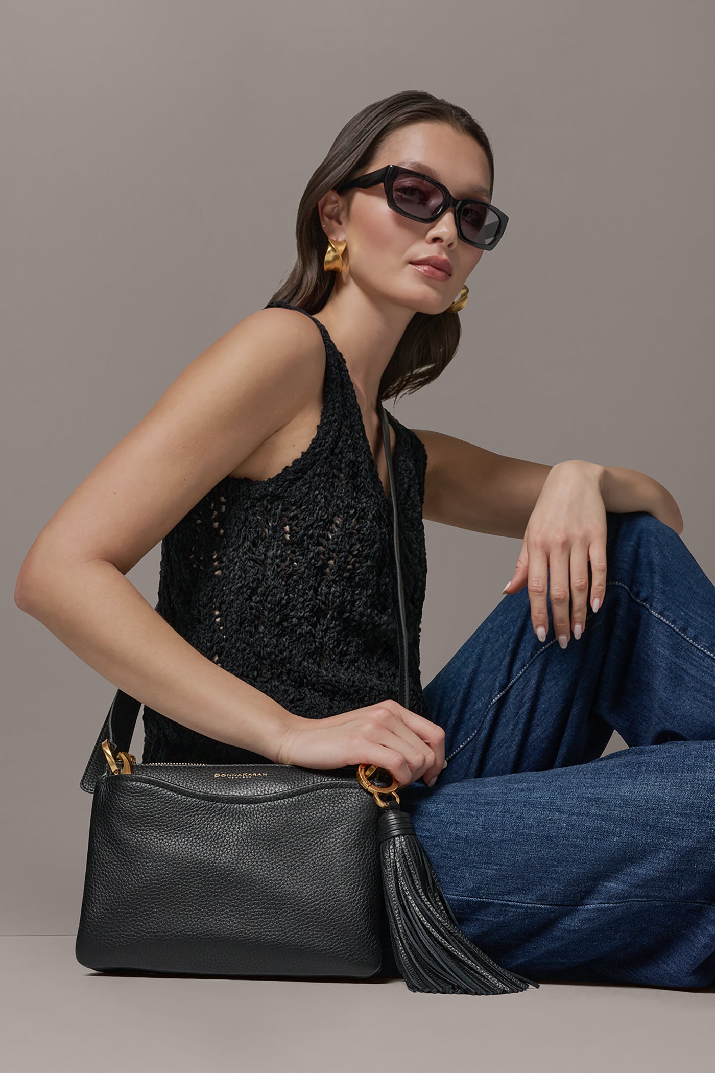 Black GLENWOOD CROSSBODY BAG Donna Karan