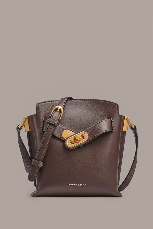 Umber BRIDGEHAMPTON LEATHER CROSSBODY BAG Donna Karan