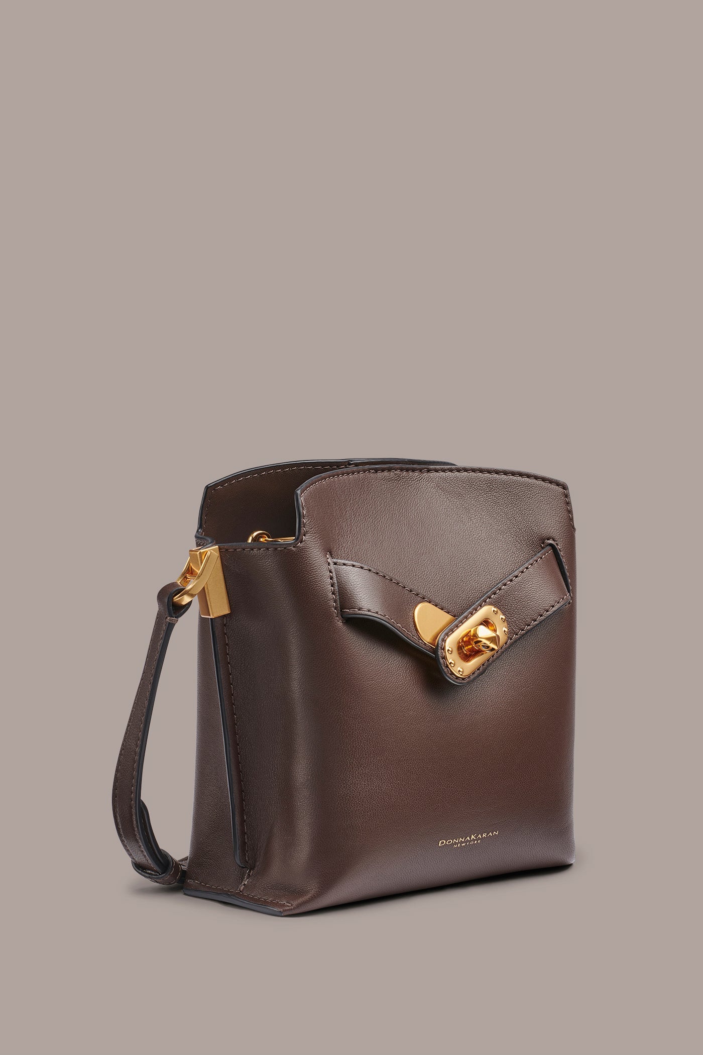 Umber BRIDGEHAMPTON LEATHER CROSSBODY BAG Donna Karan