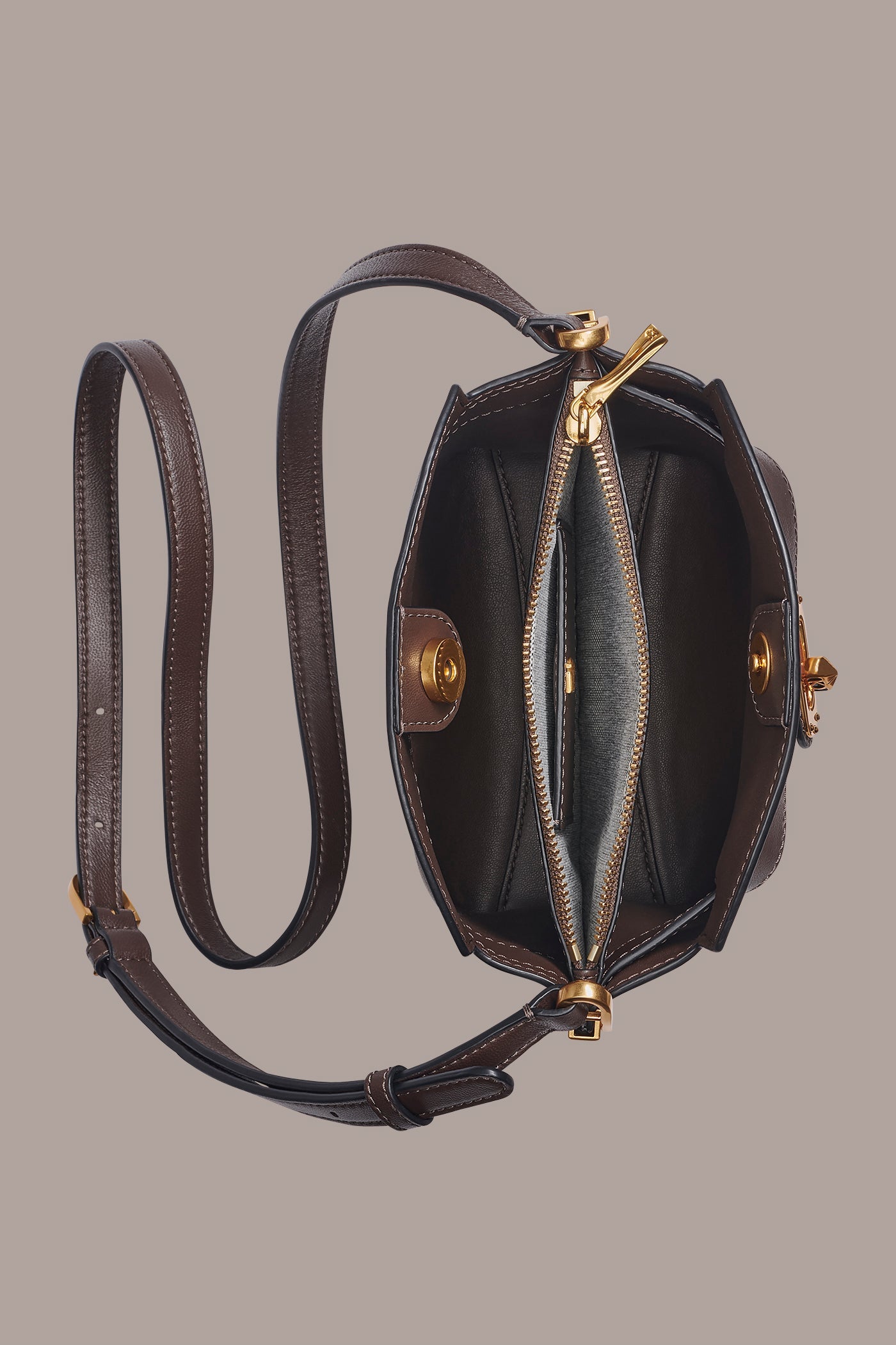 Umber BRIDGEHAMPTON LEATHER CROSSBODY BAG Donna Karan