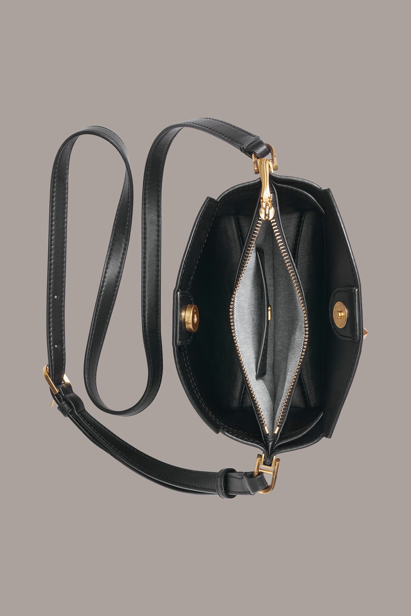 Black BRIDGEHAMPTON LEATHER CROSSBODY BAG Donna Karan