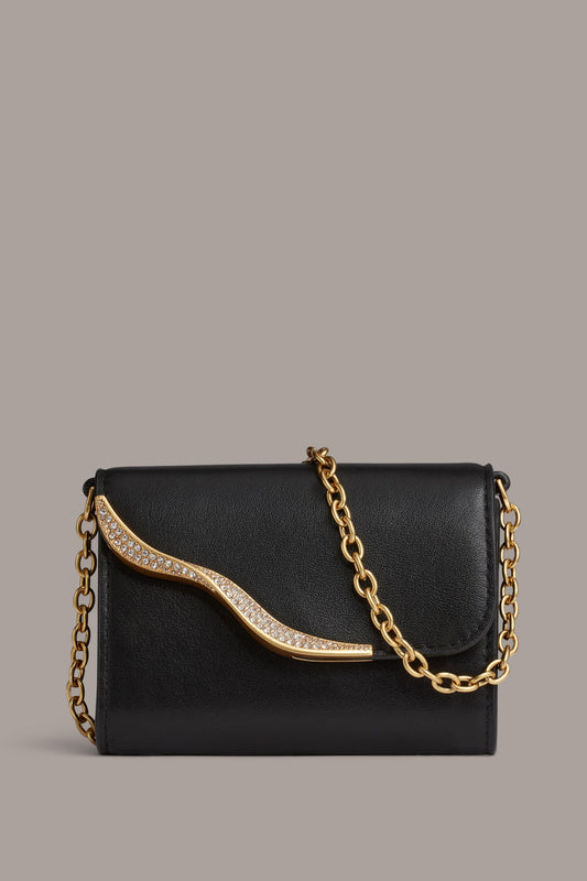 Black MALVERNE PAVE MINI CROSSBODY BAG Donna Karan