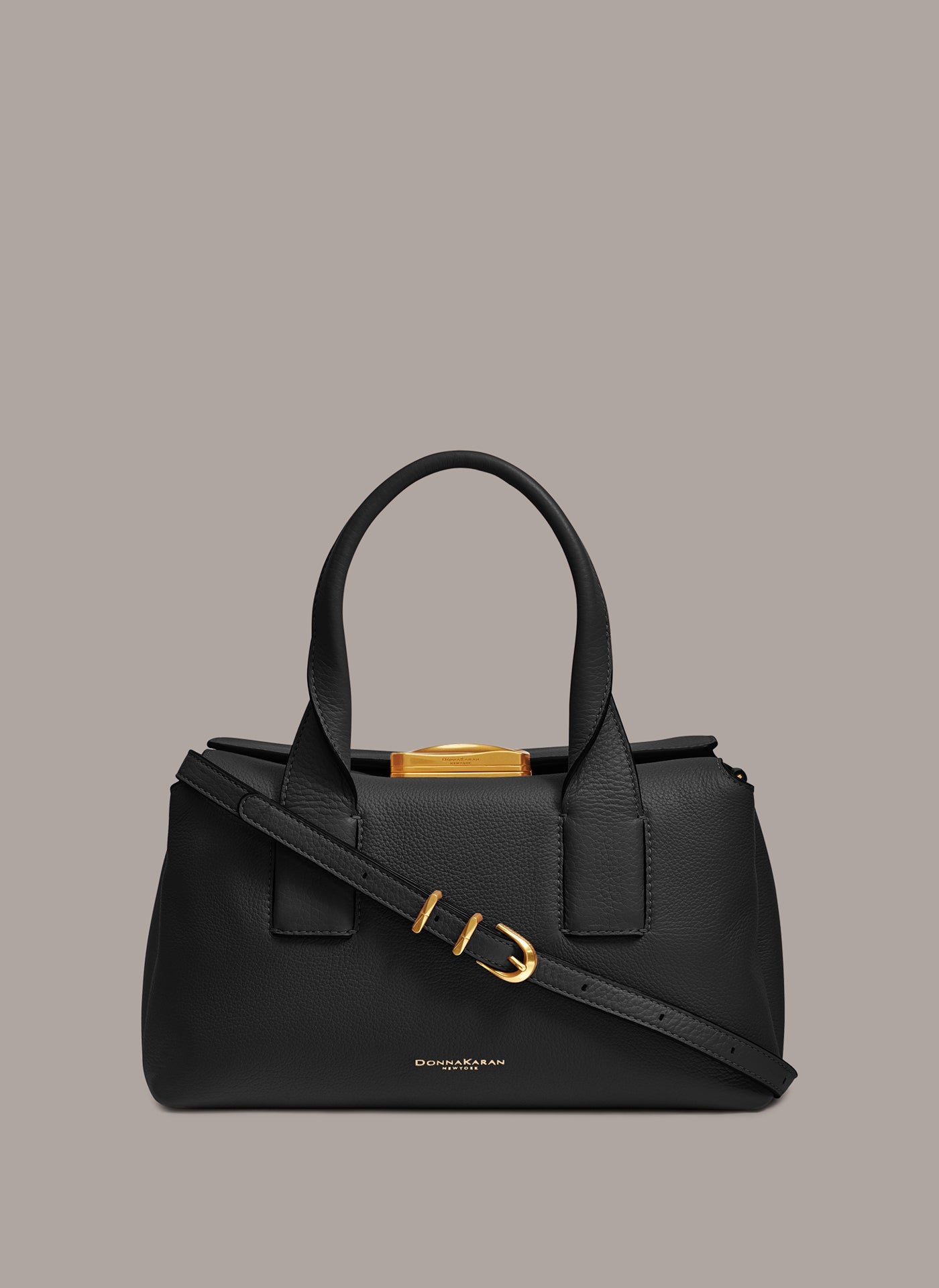 Black AMAGANSETT LEATHER SATCHEL BAG Donna Karan