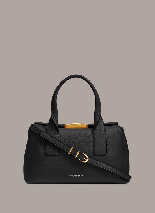 Black AMAGANSETT LEATHER SATCHEL BAG Donna Karan