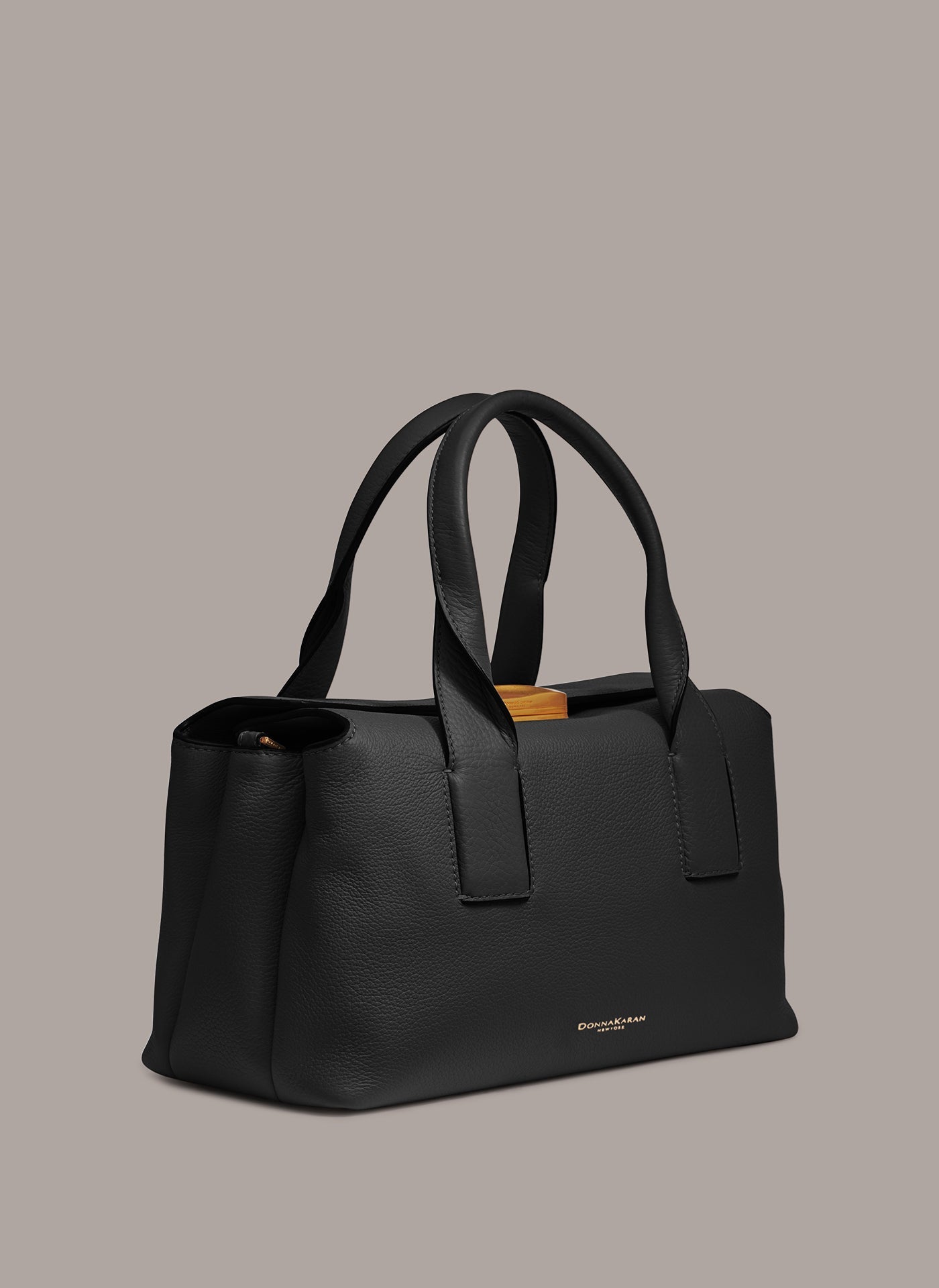Black AMAGANSETT LEATHER SATCHEL BAG Donna Karan