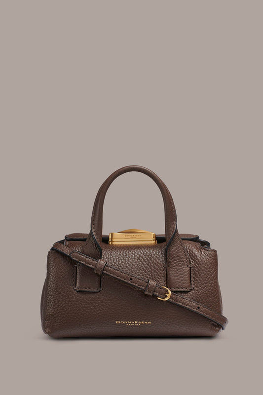 Umber AMAGANSETT LEATHER MINI SATCHEL BAG Donna Karan