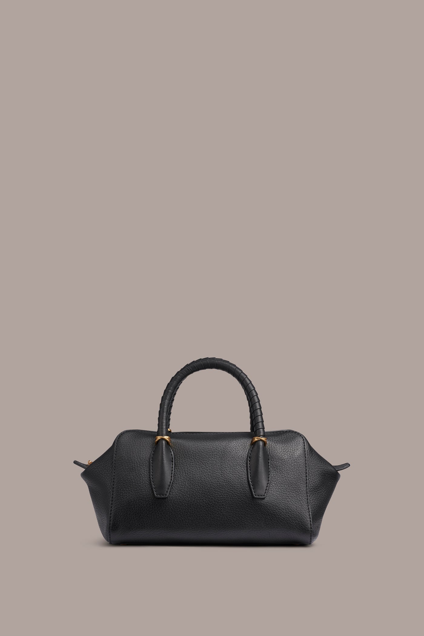 Black / Gold CHANTILLY LEATHER MINI SATCHEL BAG Donna Karan
