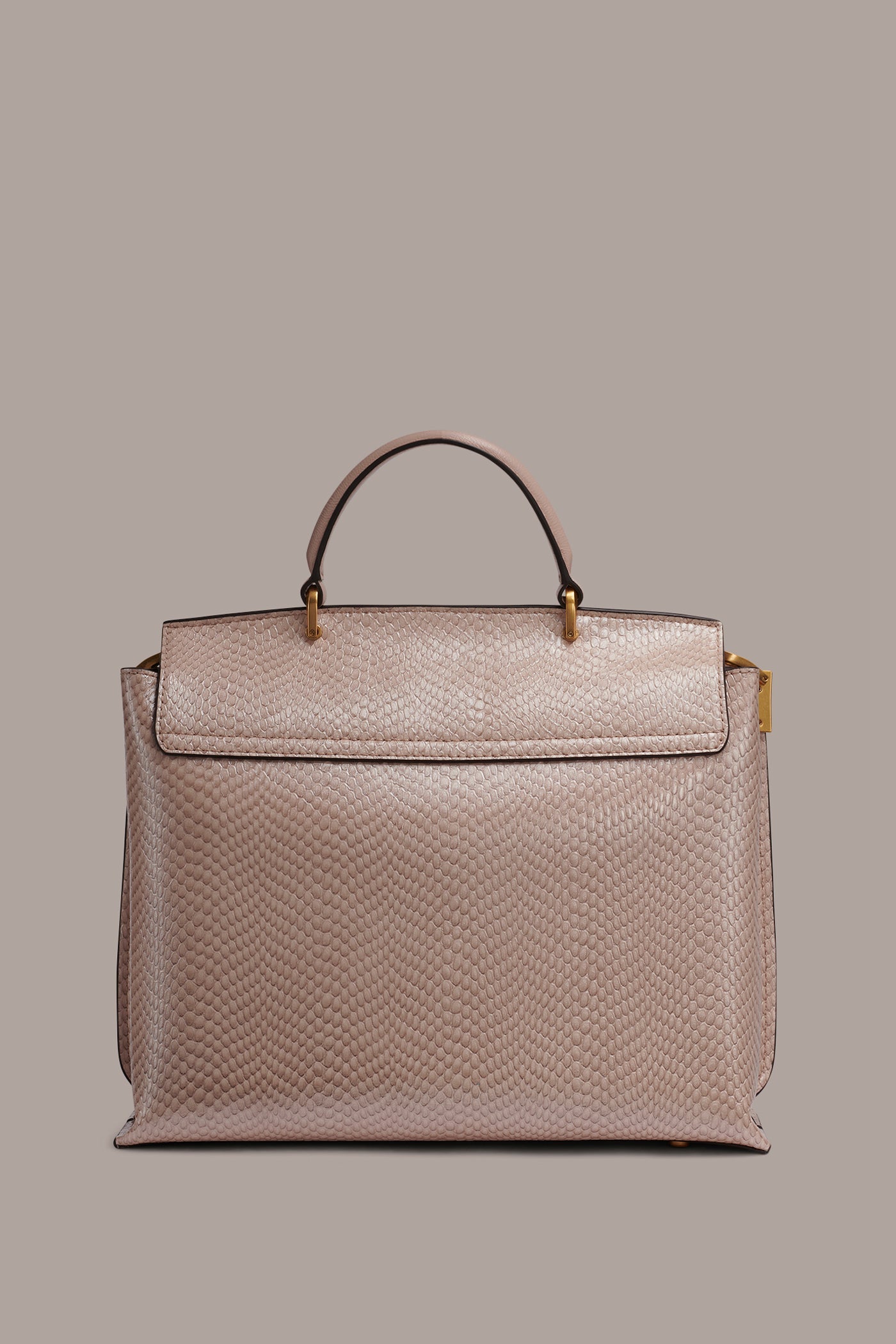 Snow Petal BRIDGEHAMPTON SNAKE-EFFECT LEATHER SATCHEL BAG Donna Karan