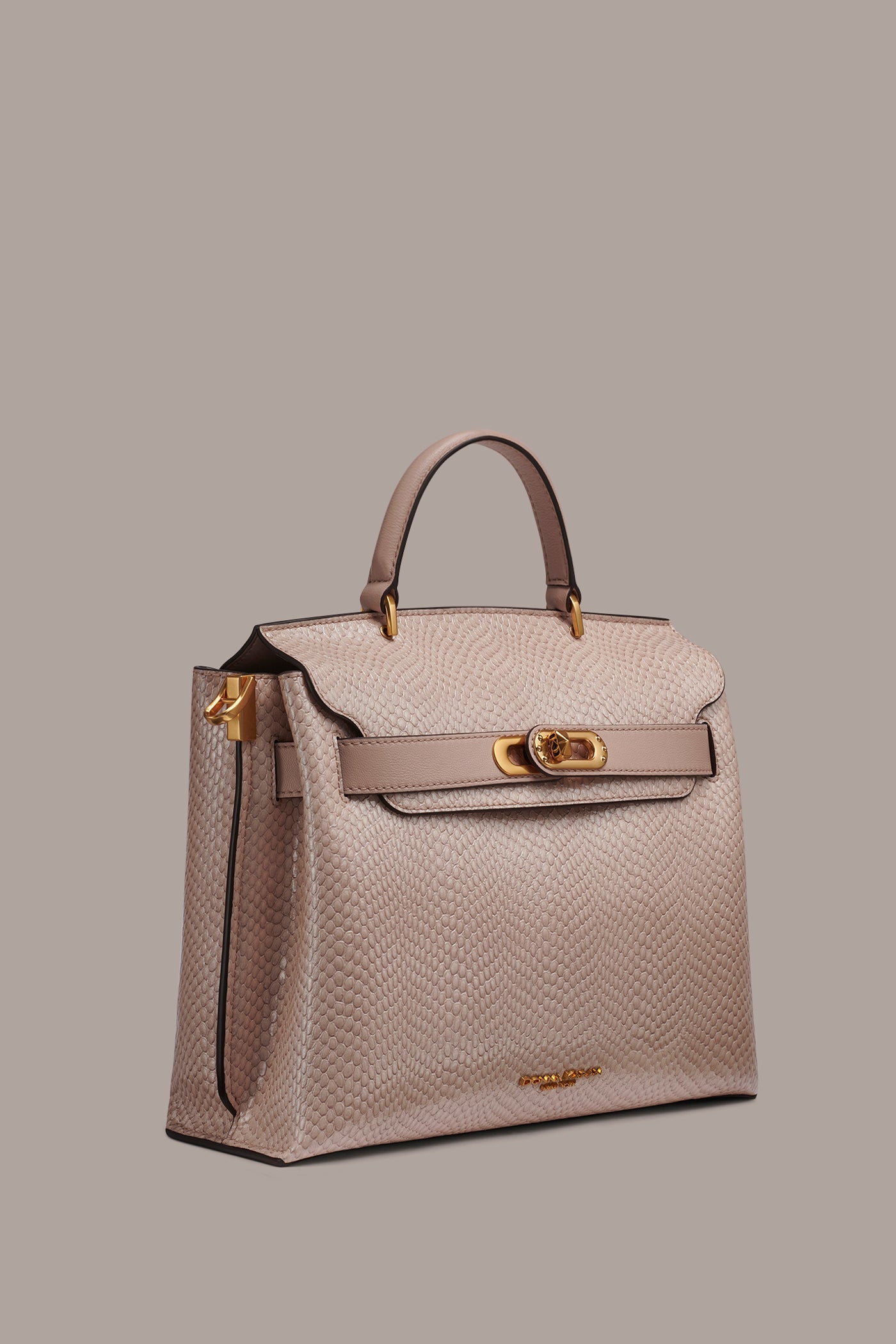 Snow Petal BRIDGEHAMPTON SNAKE-EFFECT LEATHER SATCHEL BAG Donna Karan