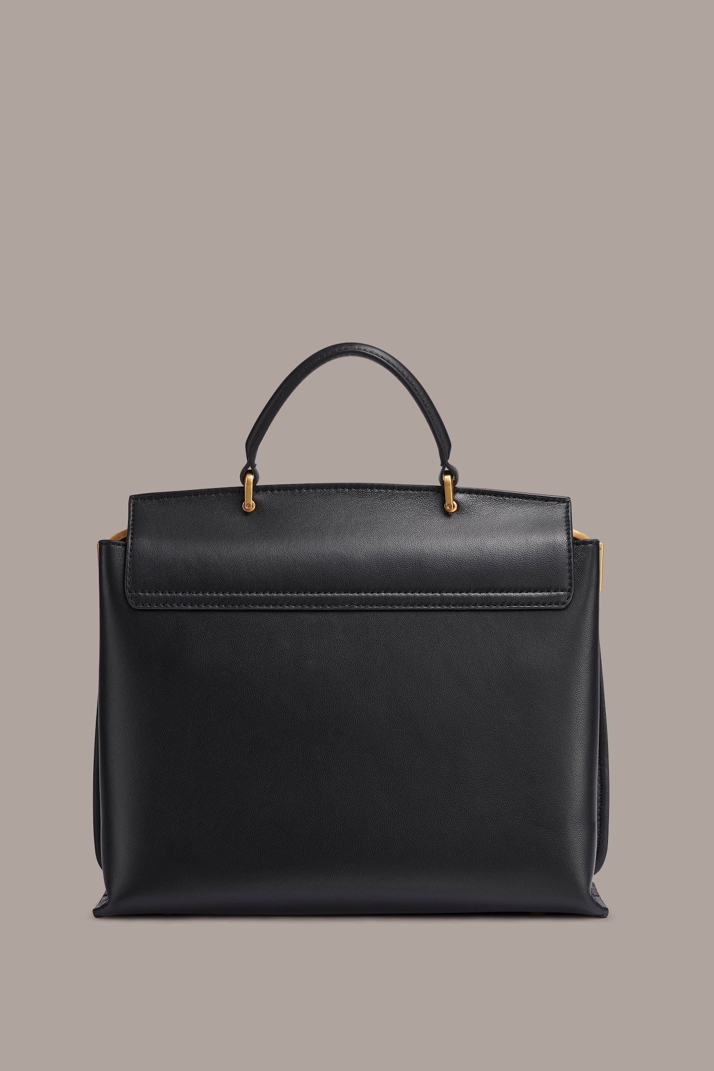 Black / Gold BRIDGEHAMPTON LEATHER SATCHEL BAG Donna Karan