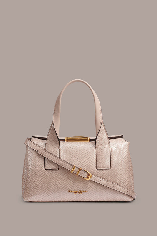 Snow Petal AMAGANSETT SNAKE-EFFECT LEATHER SATCHEL BAG Donna Karan