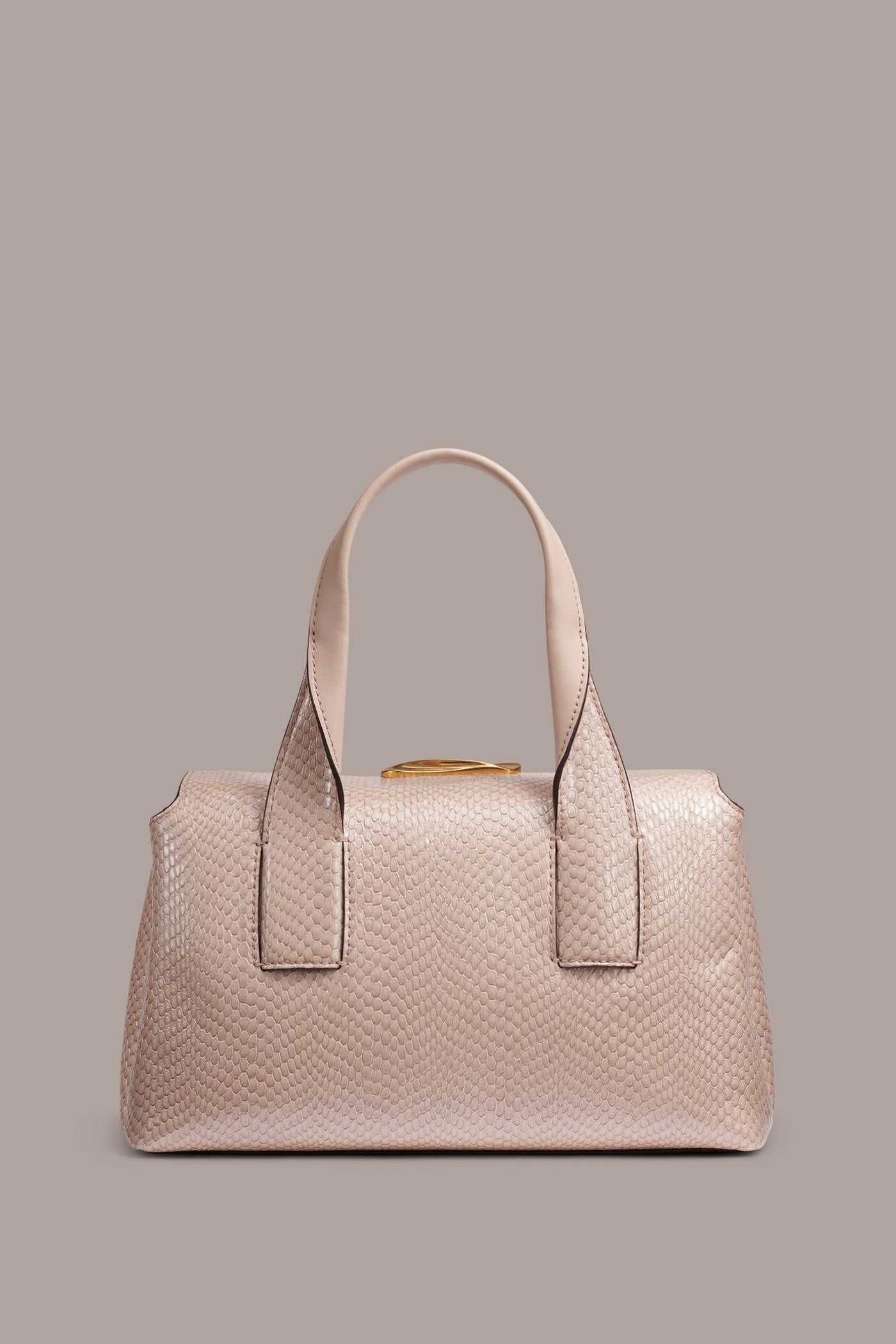 Snow Petal AMAGANSETT SNAKE-EFFECT LEATHER SATCHEL BAG Donna Karan