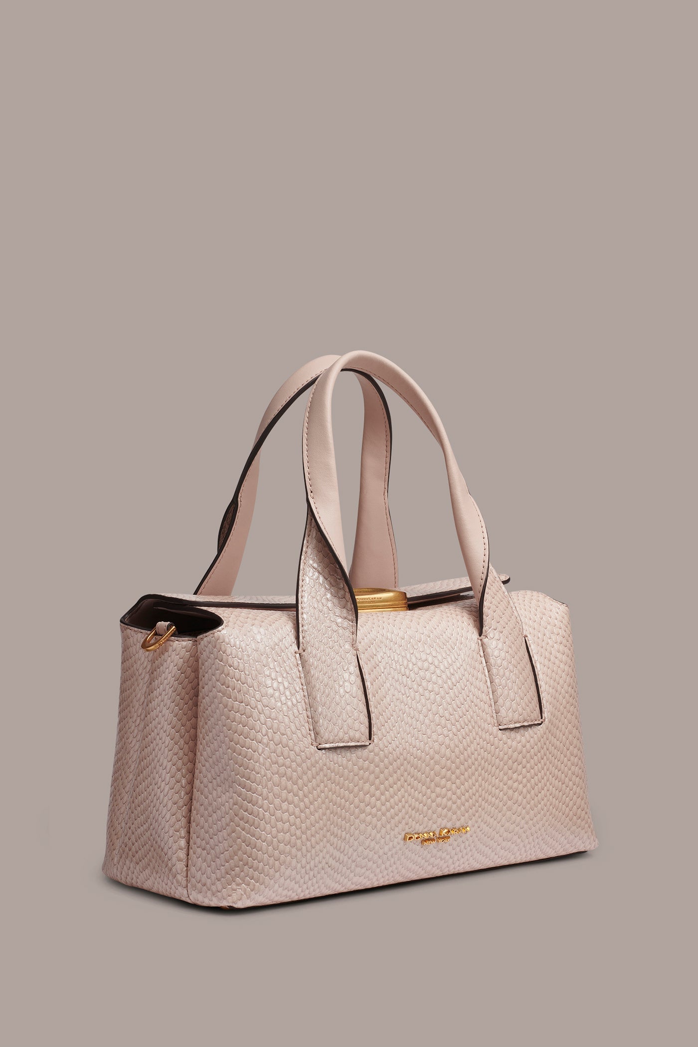 Snow Petal AMAGANSETT SNAKE-EFFECT LEATHER SATCHEL BAG Donna Karan