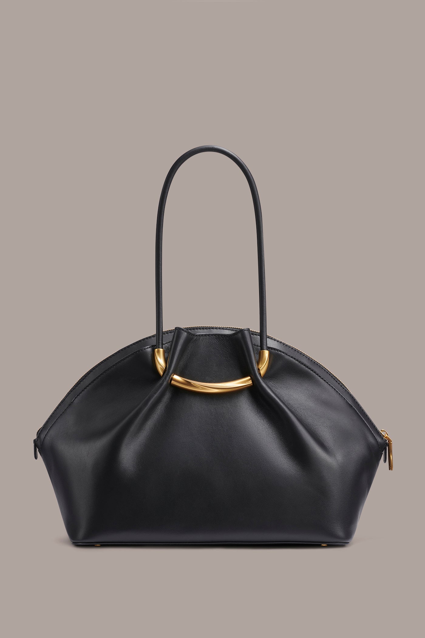 Black / Gold OXFORD LEATHER SATCHEL BAG Donna Karan