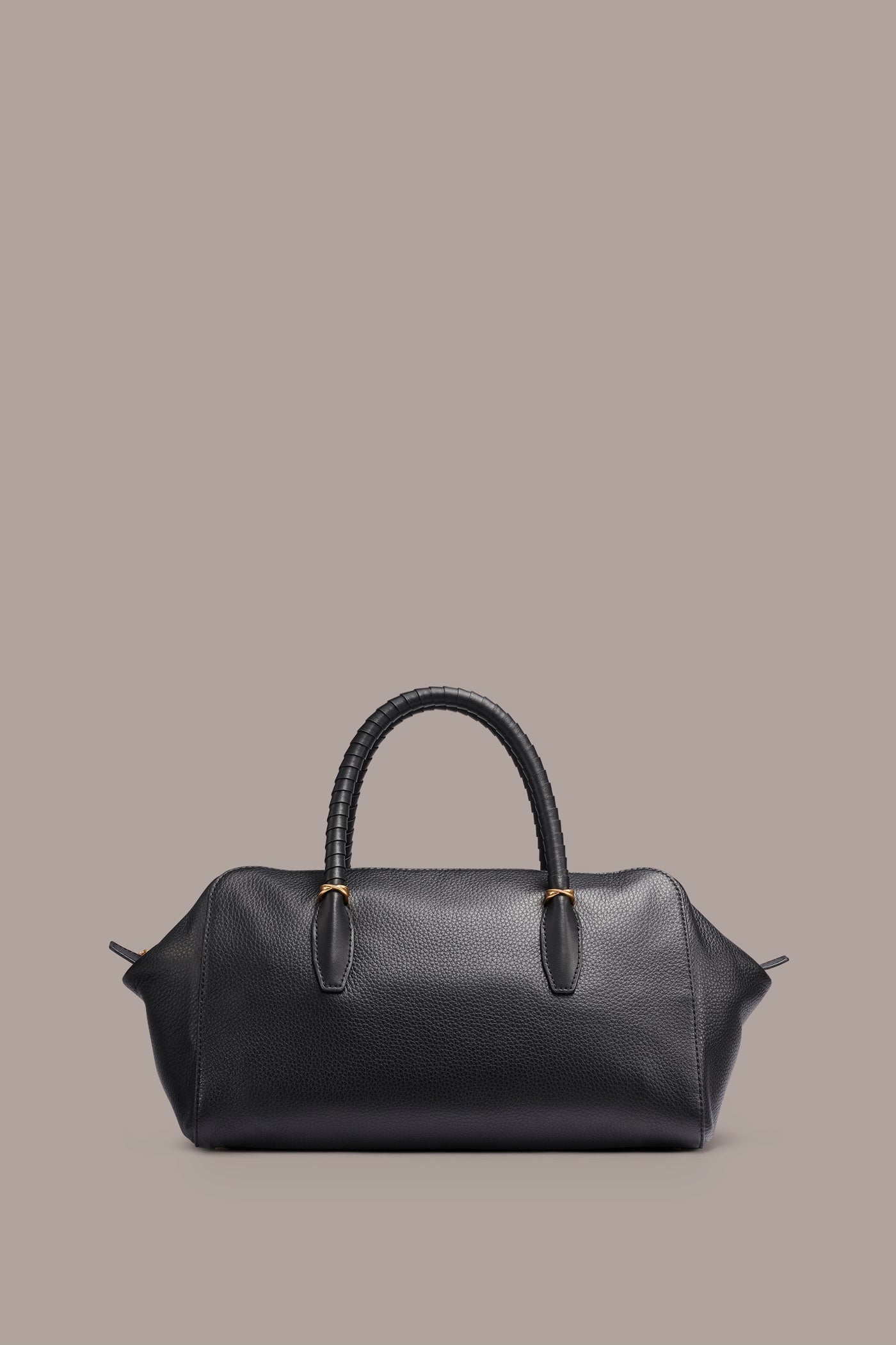 Black / Gold CHANTILLY LEATHER SATCHEL BAG Donna Karan
