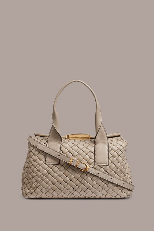 Moth AMAGANSETT WOVEN LEATHER SATCHEL BAG Donna Karan